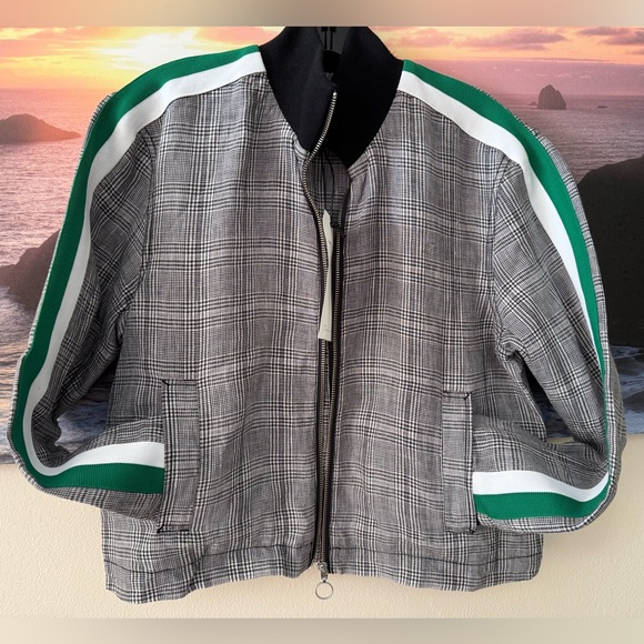 Current/Elliott Jackets & Blazers - Current/Elliott/Women Dassen Plaid Side- Stripe Linen Jacket/NWT/ S